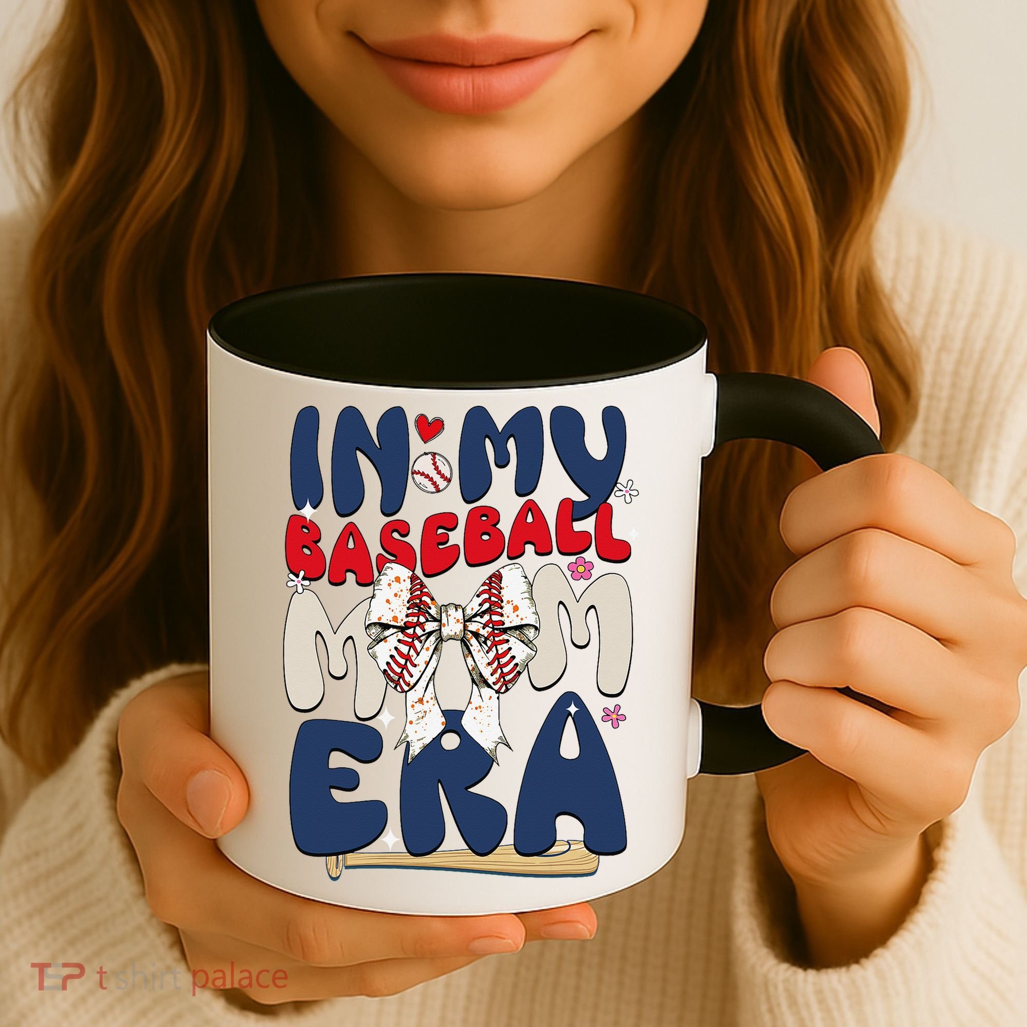 In My Baseball Mom Era Baseball Mama Coquette Bow Game Day Coffee Mug