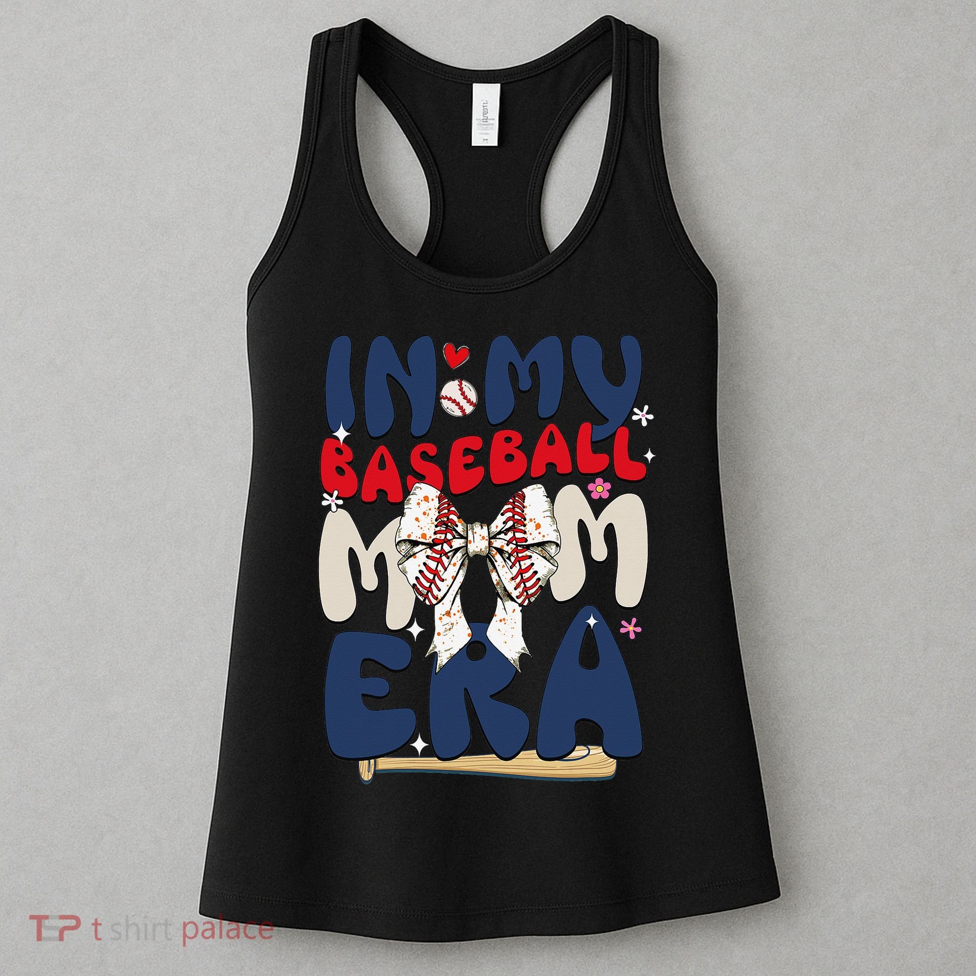 In My Baseball Mom Era Baseball Mama Coquette Bow Game Day Women's Tank Top