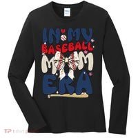 In My Baseball Mom Era Baseball Mama Coquette Bow Game Day Women's Long Sleeve Shirt thumb 0