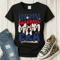 In My Baseball Mom Era Baseball Mama Coquette Bow Game Day Women's T-Shirt thumb 3