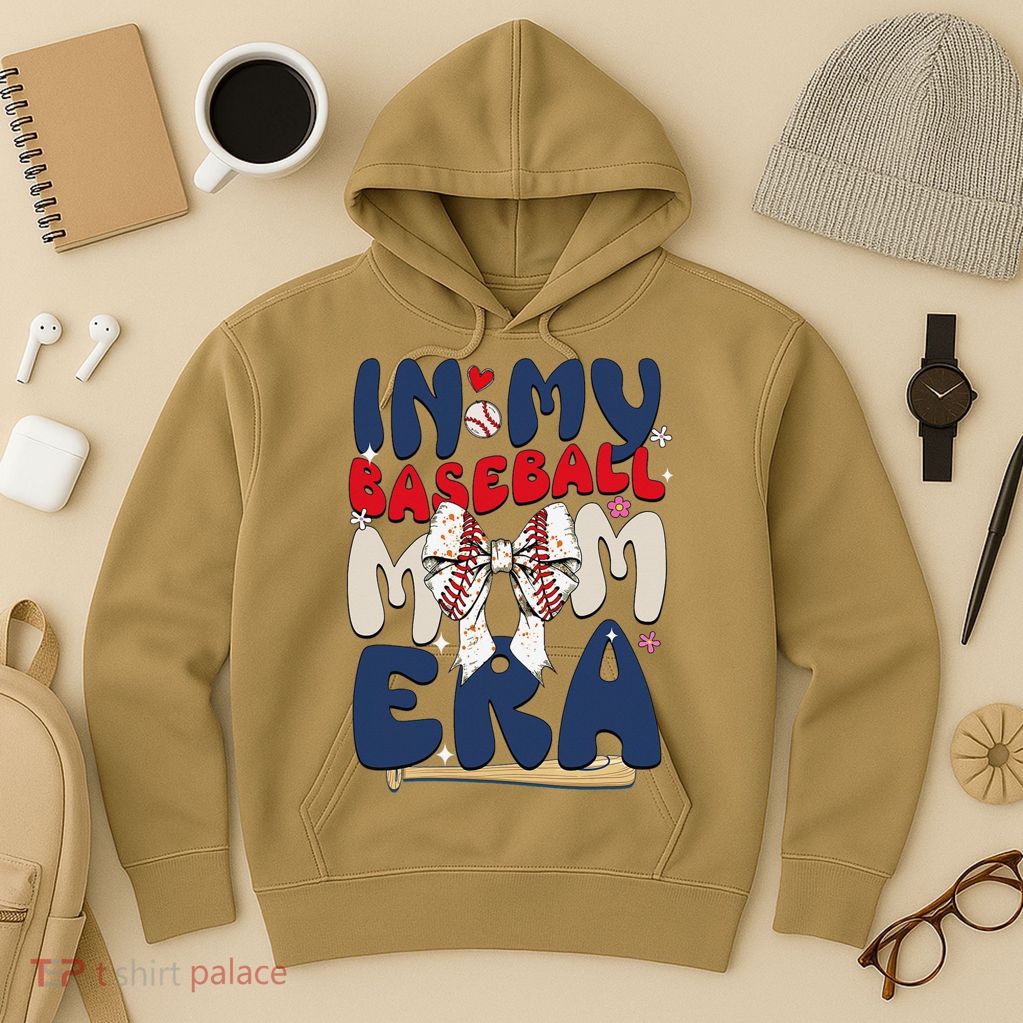 In My Baseball Mom Era Baseball Mama Coquette Bow Game Day Hoodie