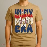 In My Baseball Mom Era Baseball Mama Coquette Bow Game Day T-Shirt thumb 3