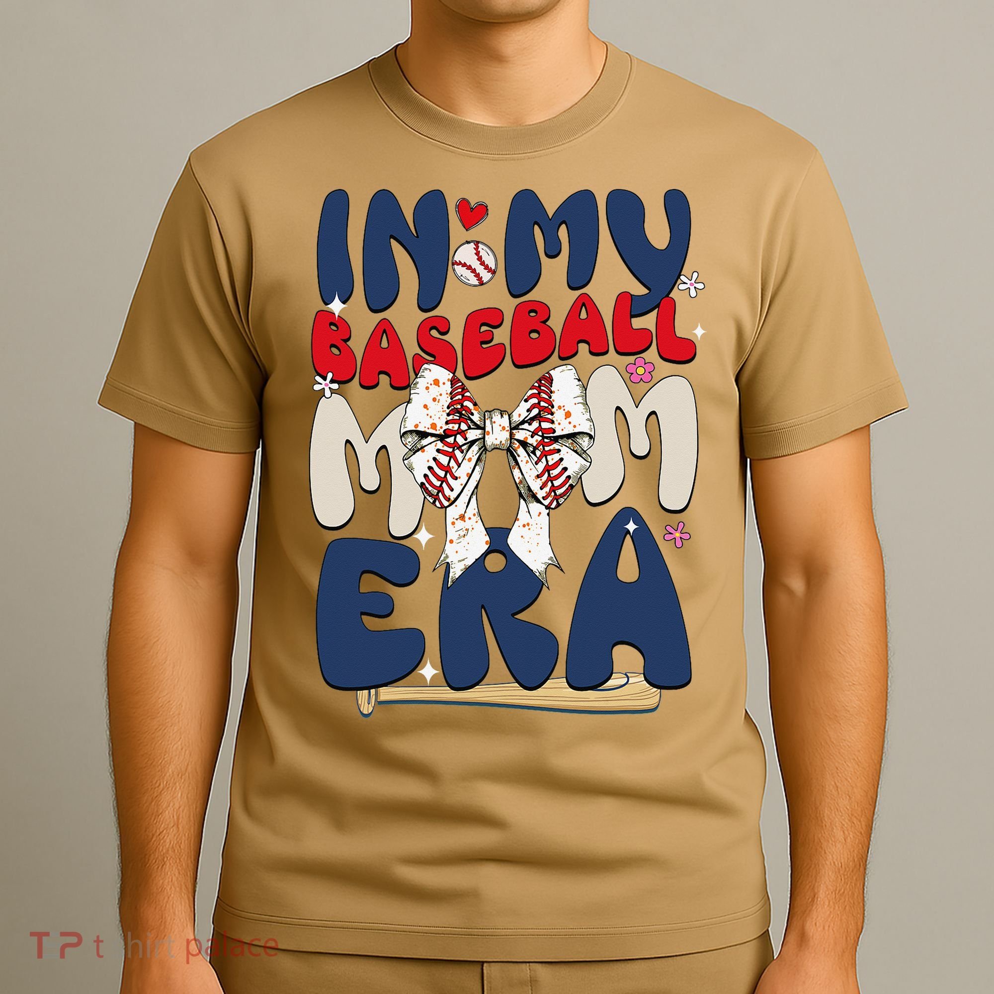 In My Baseball Mom Era Baseball Mama Coquette Bow Game Day T-Shirt