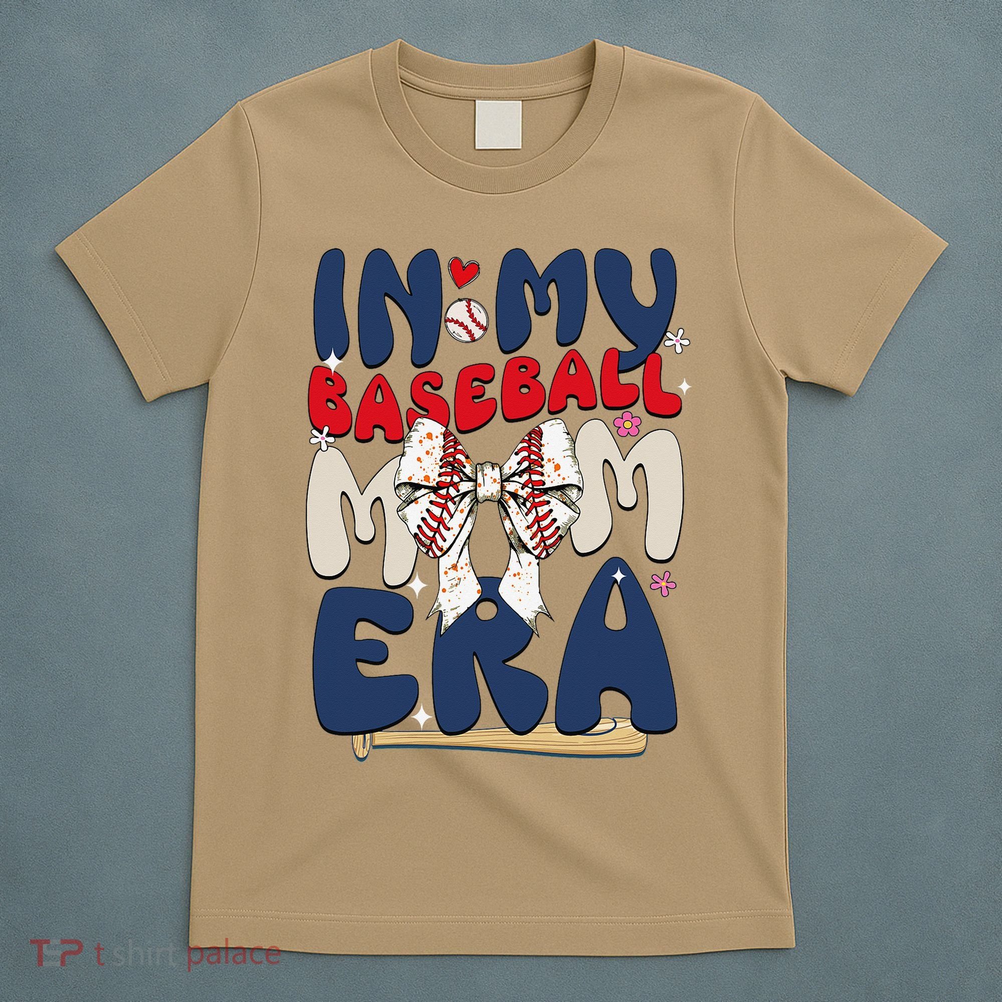 In My Baseball Mom Era Baseball Mama Coquette Bow Game Day T-Shirt