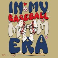 In My Baseball Mom Era Baseball Mama Coquette Bow Game Day Button thumb 1