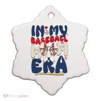 In My Baseball Mom Era Baseball Mama Coquette Bow Game Day Ceramic Ornament thumb 0