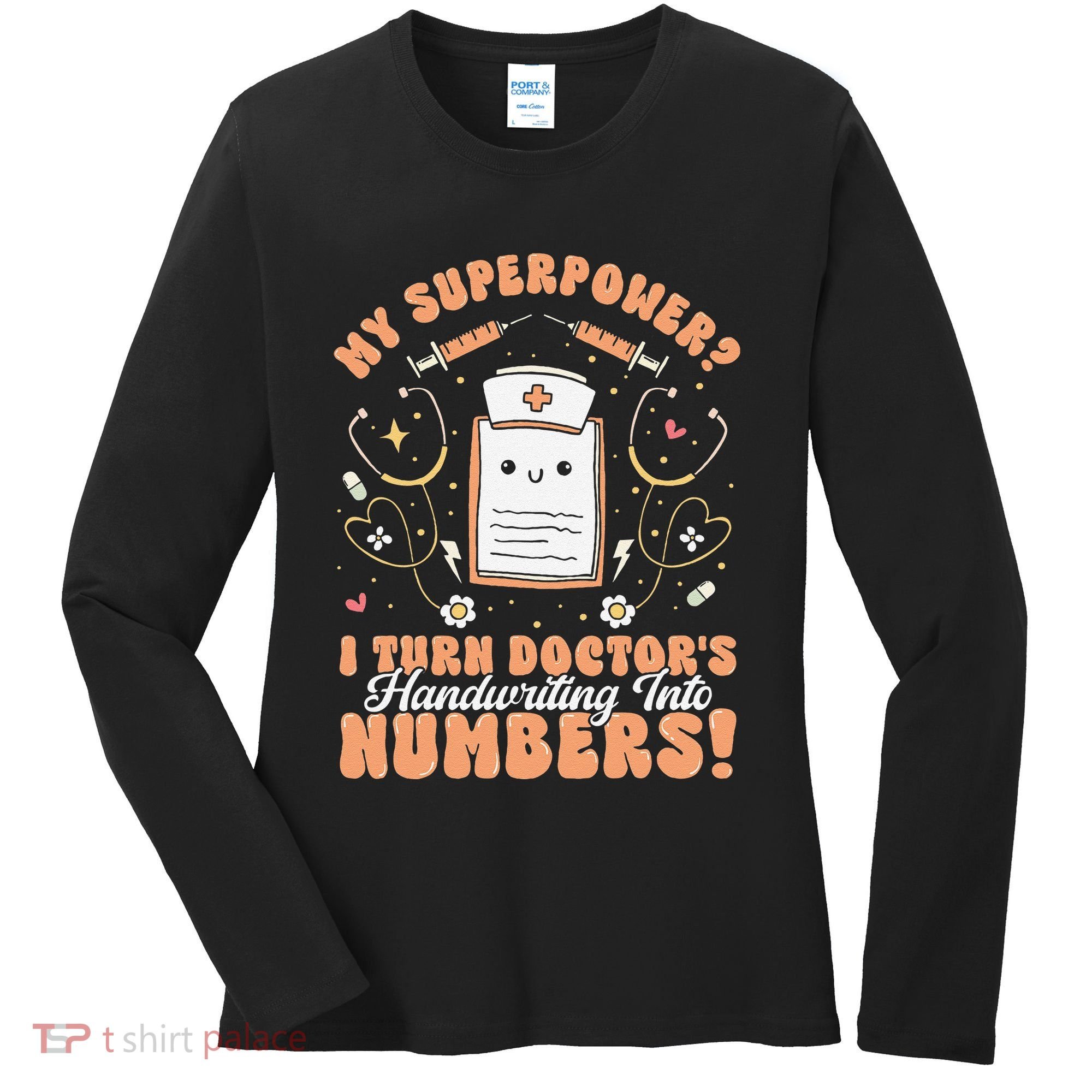 Icd Medical Coder Coding Worker Billing Handwriting Humor Women's Long Sleeve Shirt