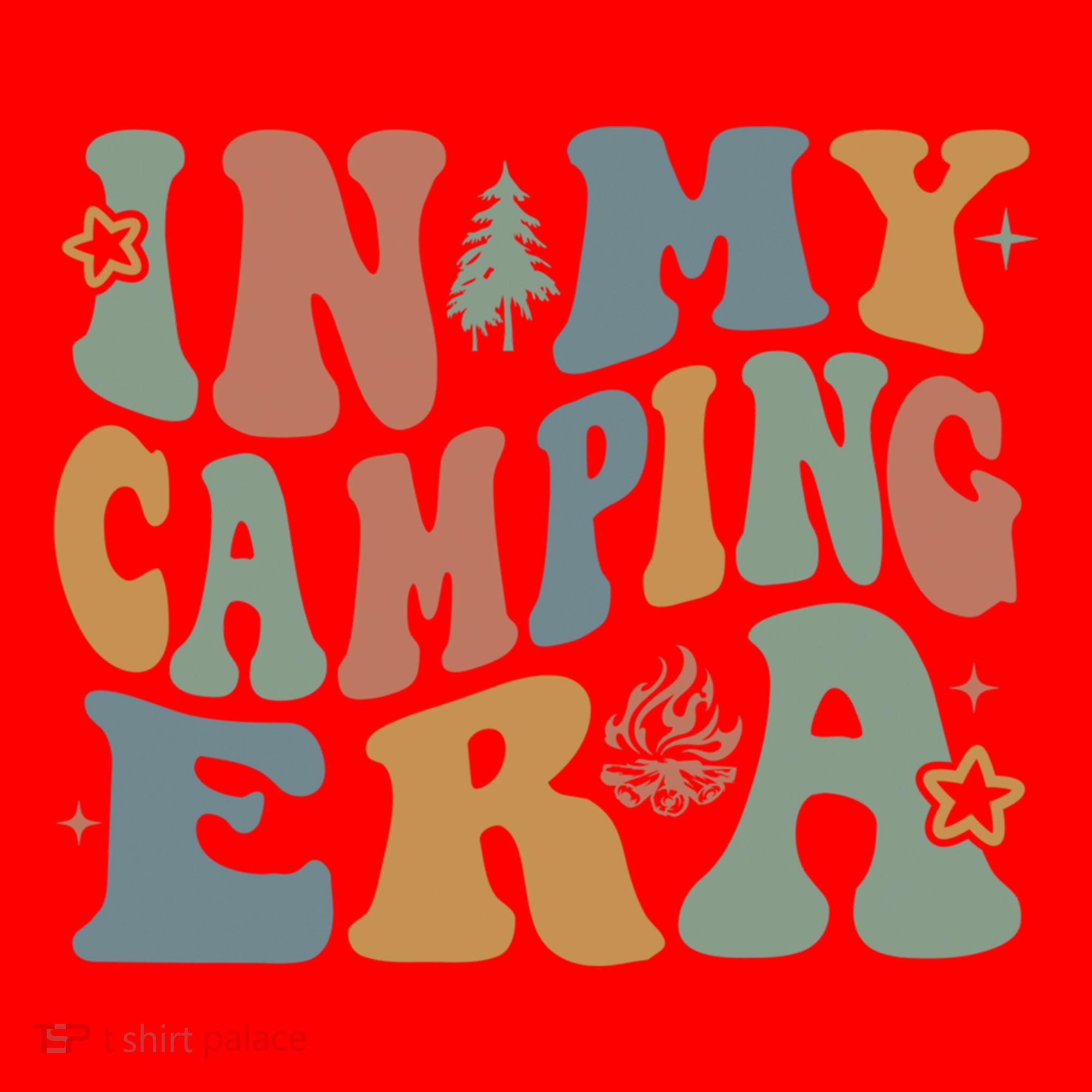 In My Camping Era Retro Wavy Groovy Style For Camper Gift Santa Hat
