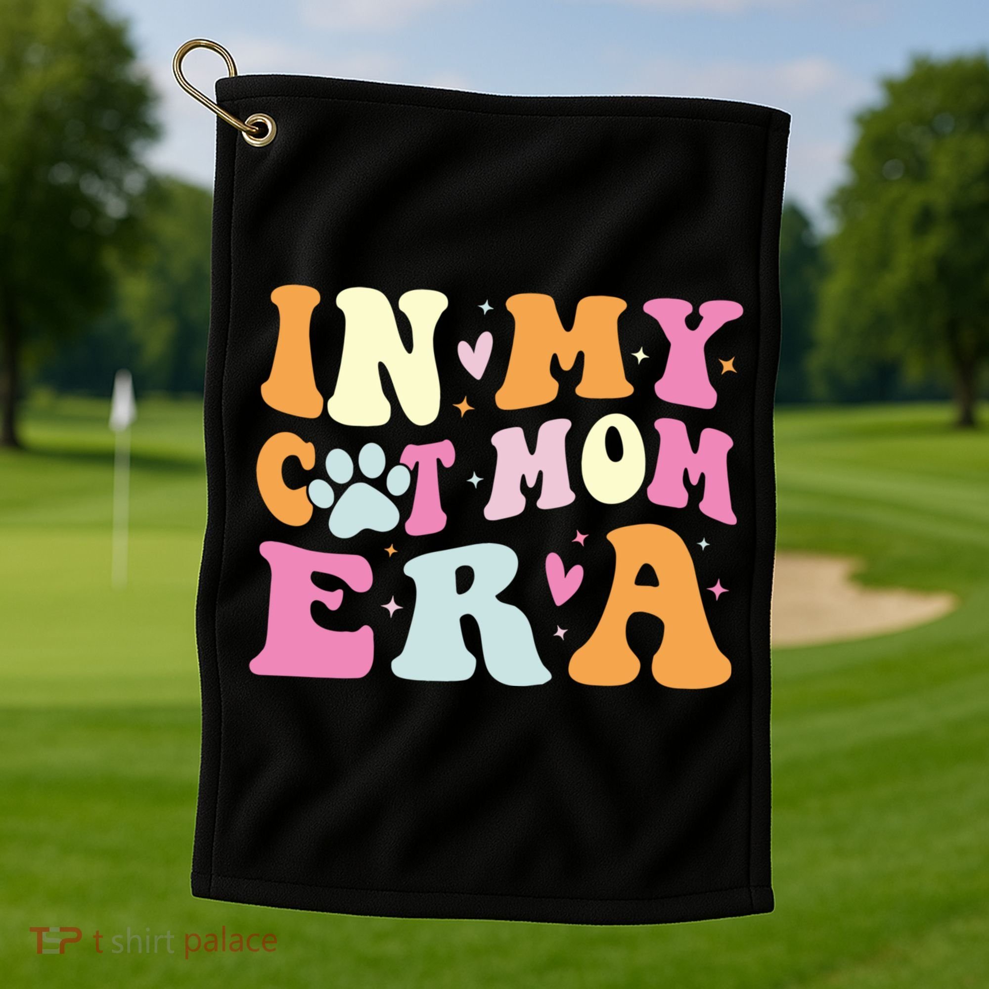 In My Cat Mom Era Cute Cat Mom Golf Towel