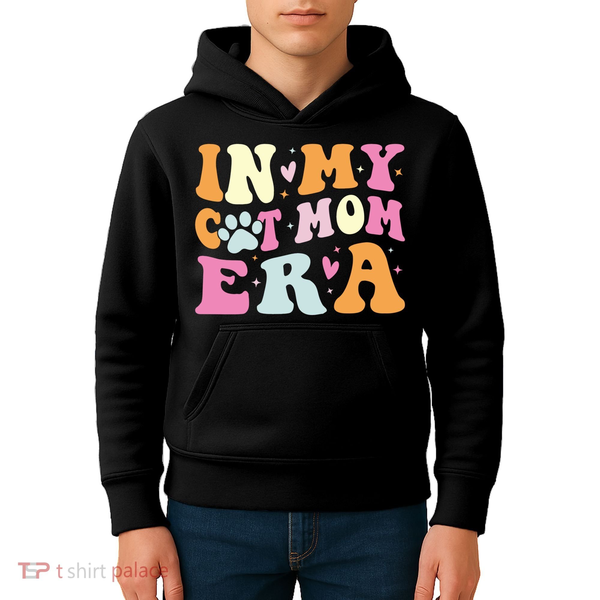 In My Cat Mom Era Cute Cat Mom Kids Hoodie