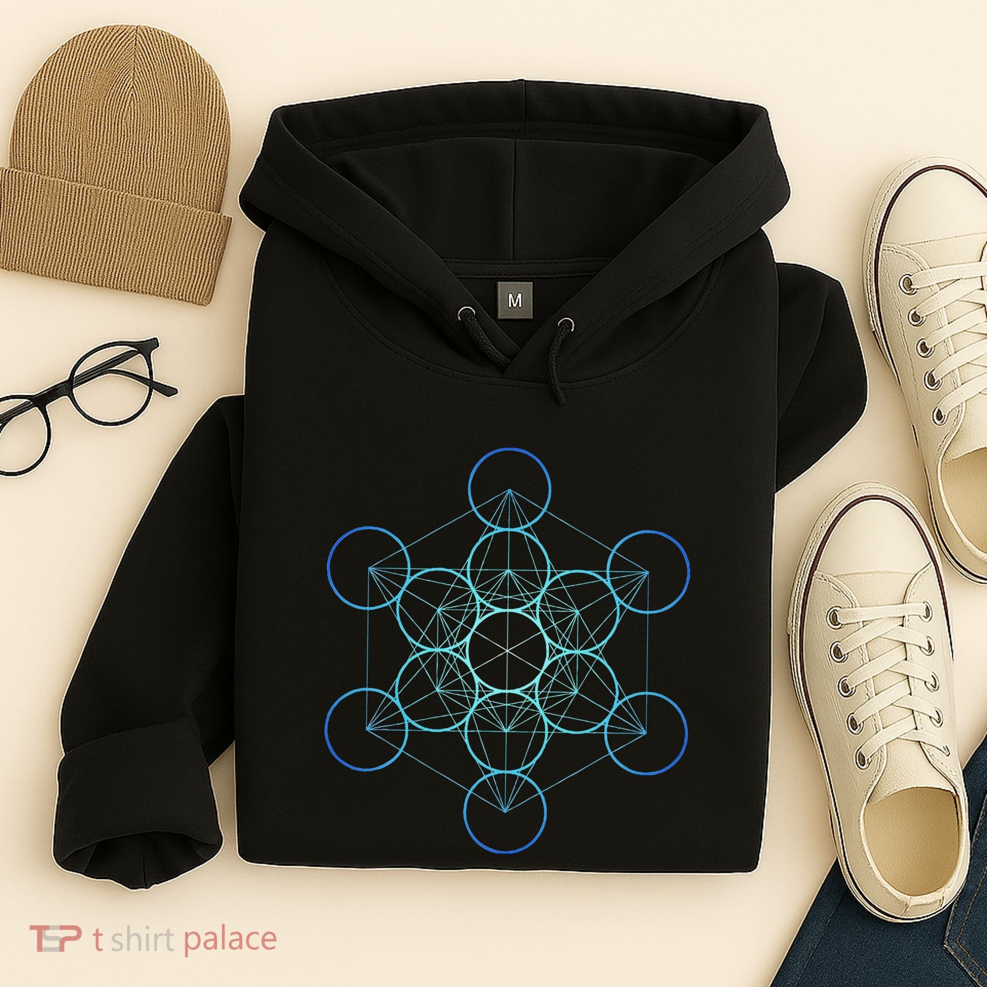 Indigo MetatronS Cube Sacred Geometry Hoodie