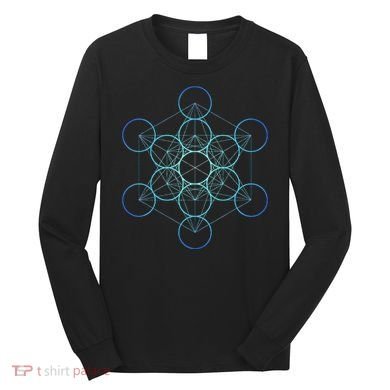 Indigo MetatronS Cube Sacred Geometry Long Sleeve Shirt