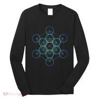 Indigo MetatronS Cube Sacred Geometry Long Sleeve Shirt thumb 0