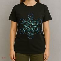 Indigo MetatronS Cube Sacred Geometry T-Shirt thumb 4
