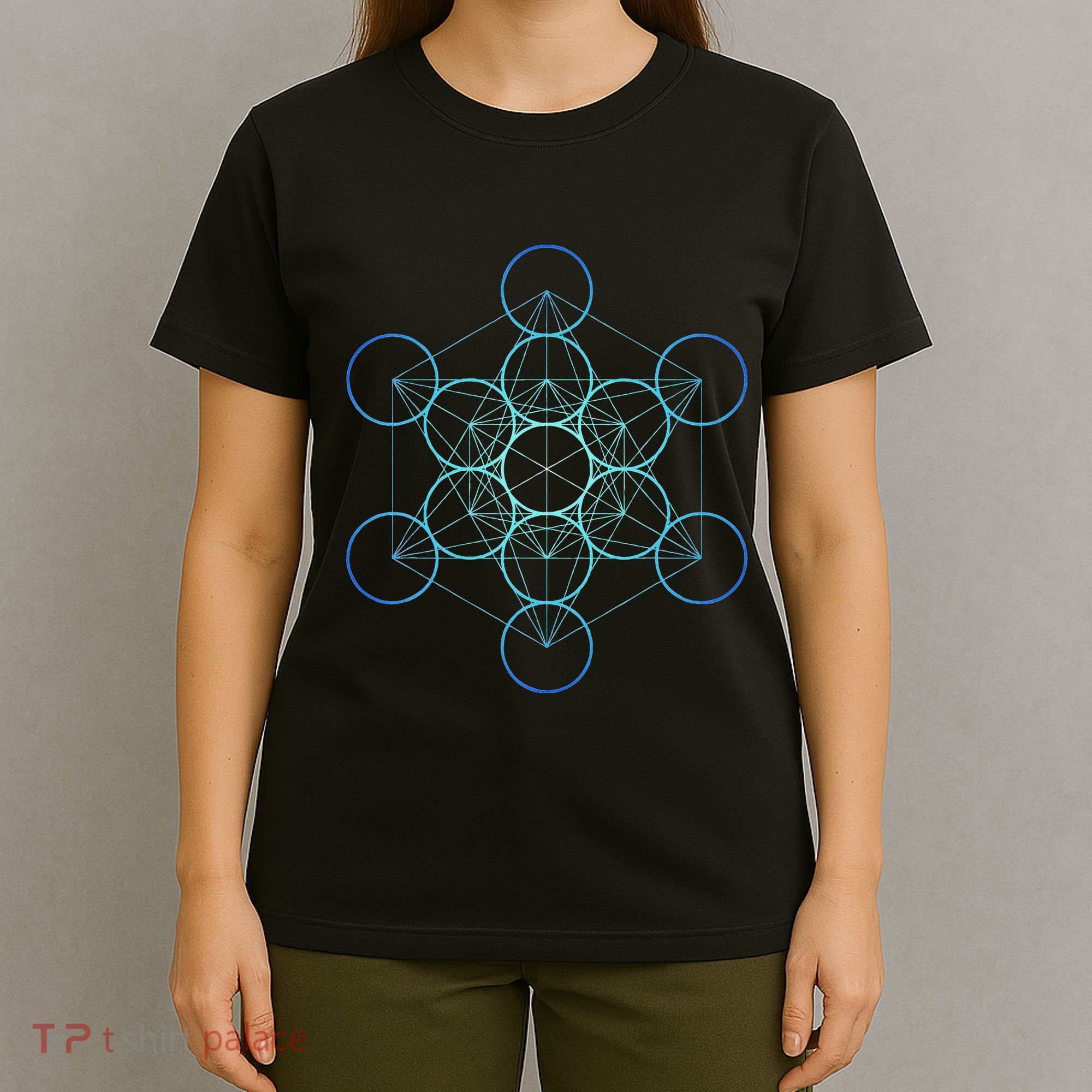 Indigo MetatronS Cube Sacred Geometry T-Shirt