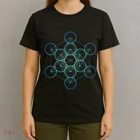 Indigo MetatronS Cube Sacred Geometry T-Shirt thumb 4