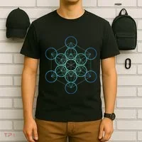 Indigo MetatronS Cube Sacred Geometry T-Shirt thumb 6