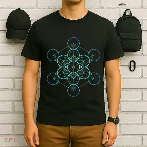 Indigo MetatronS Cube Sacred Geometry T-Shirt