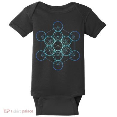 Indigo MetatronS Cube Sacred Geometry Baby Bodysuit