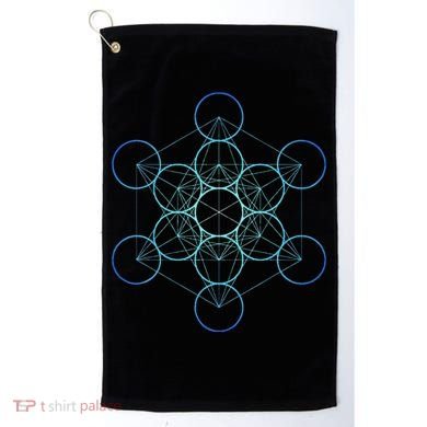 Indigo MetatronS Cube Sacred Geometry Golf Towel