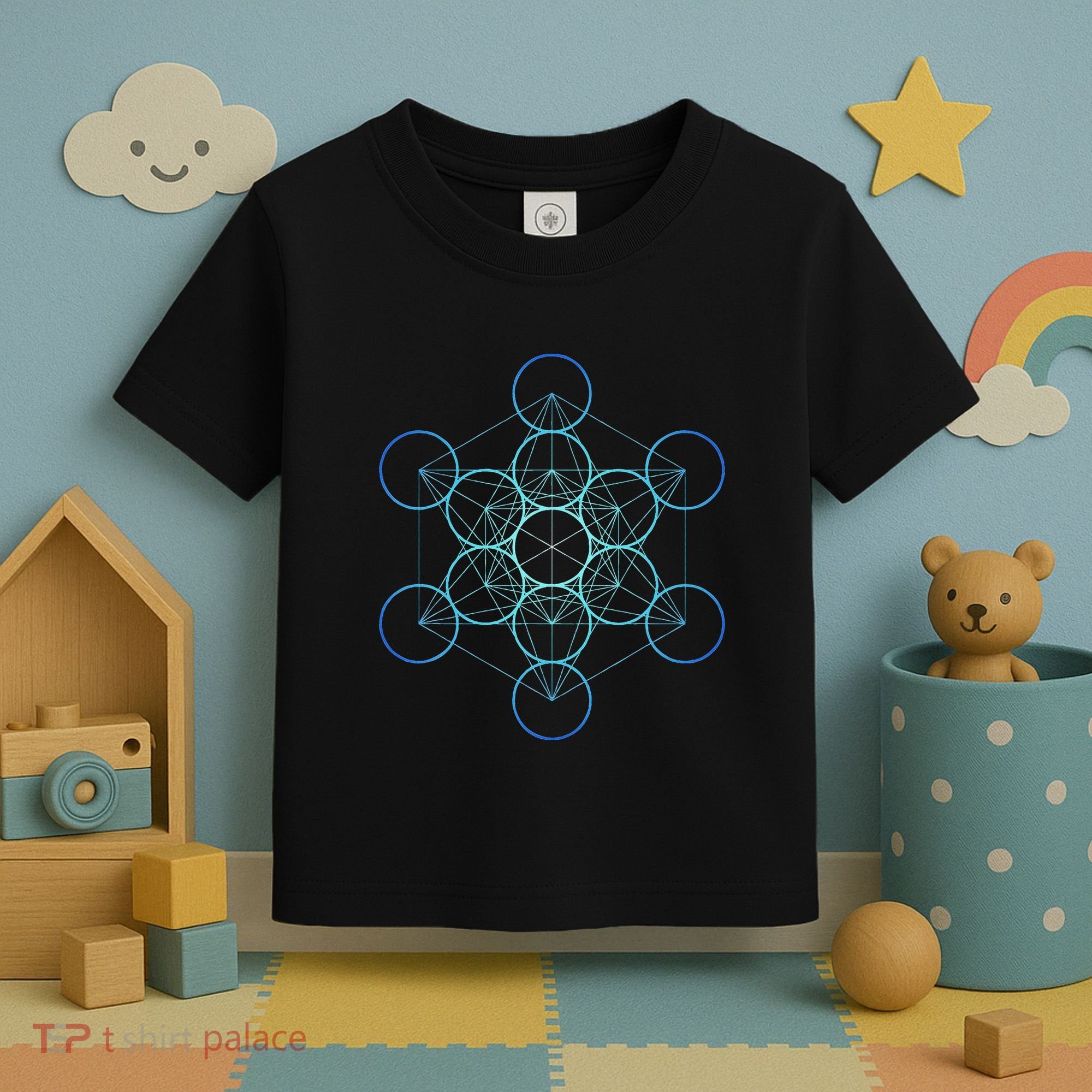 Indigo MetatronS Cube Sacred Geometry Toddler T-Shirt
