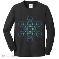 Indigo MetatronS Cube Sacred Geometry Kids Long Sleeve Shirt thumb 0