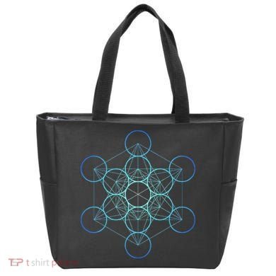 Indigo MetatronS Cube Sacred Geometry Tote Bag