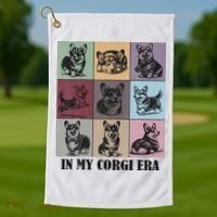 In My Corgi Era Funny Corgi Mom Dog Lover Golf Towel thumb 1
