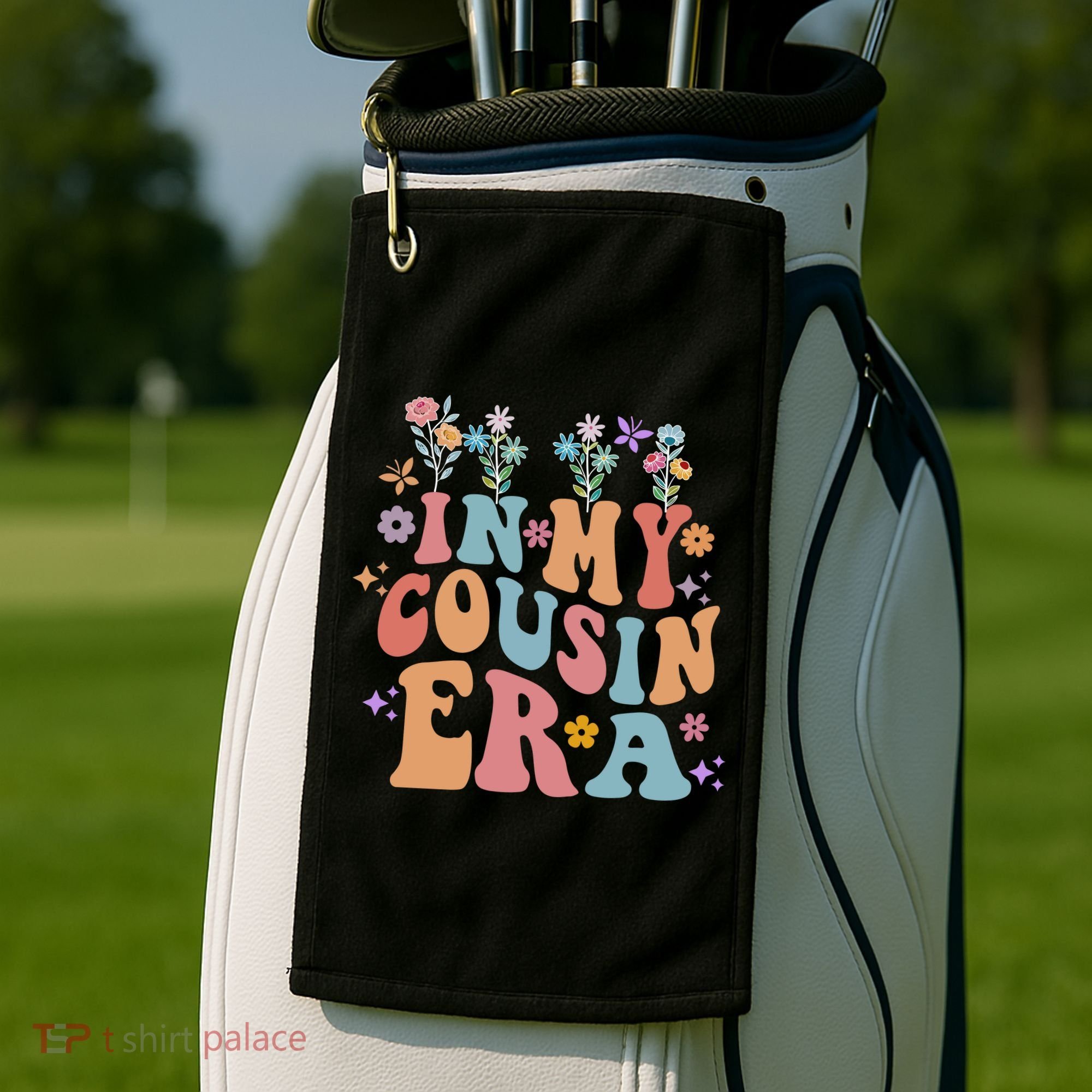 In My Cousin Era Floral Family Matching Golf Towel
