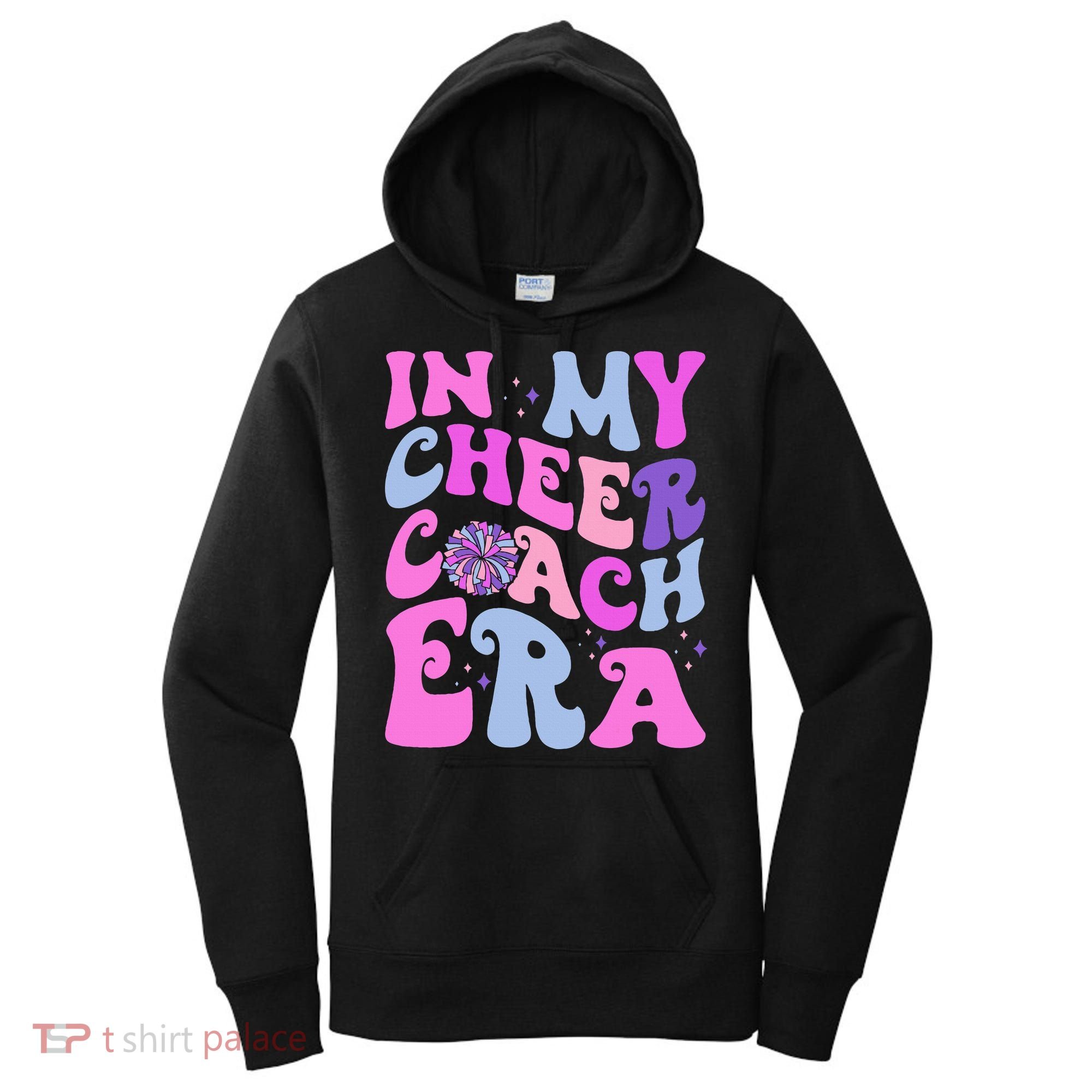 In My Cheer Coach Era Funny Groovy Cheerleading Football Women's Hoodie