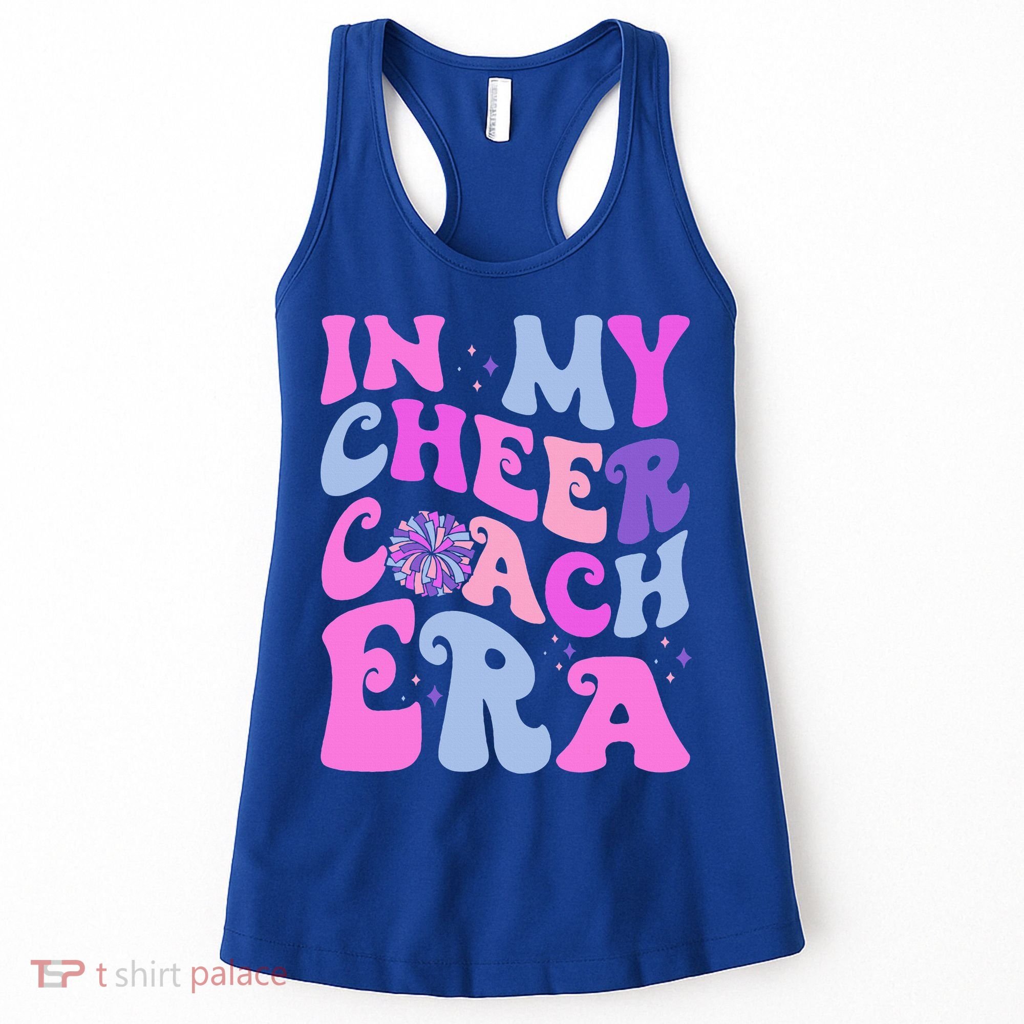 In My Cheer Coach Era Funny Groovy Cheerleading Football Women's Tank Top