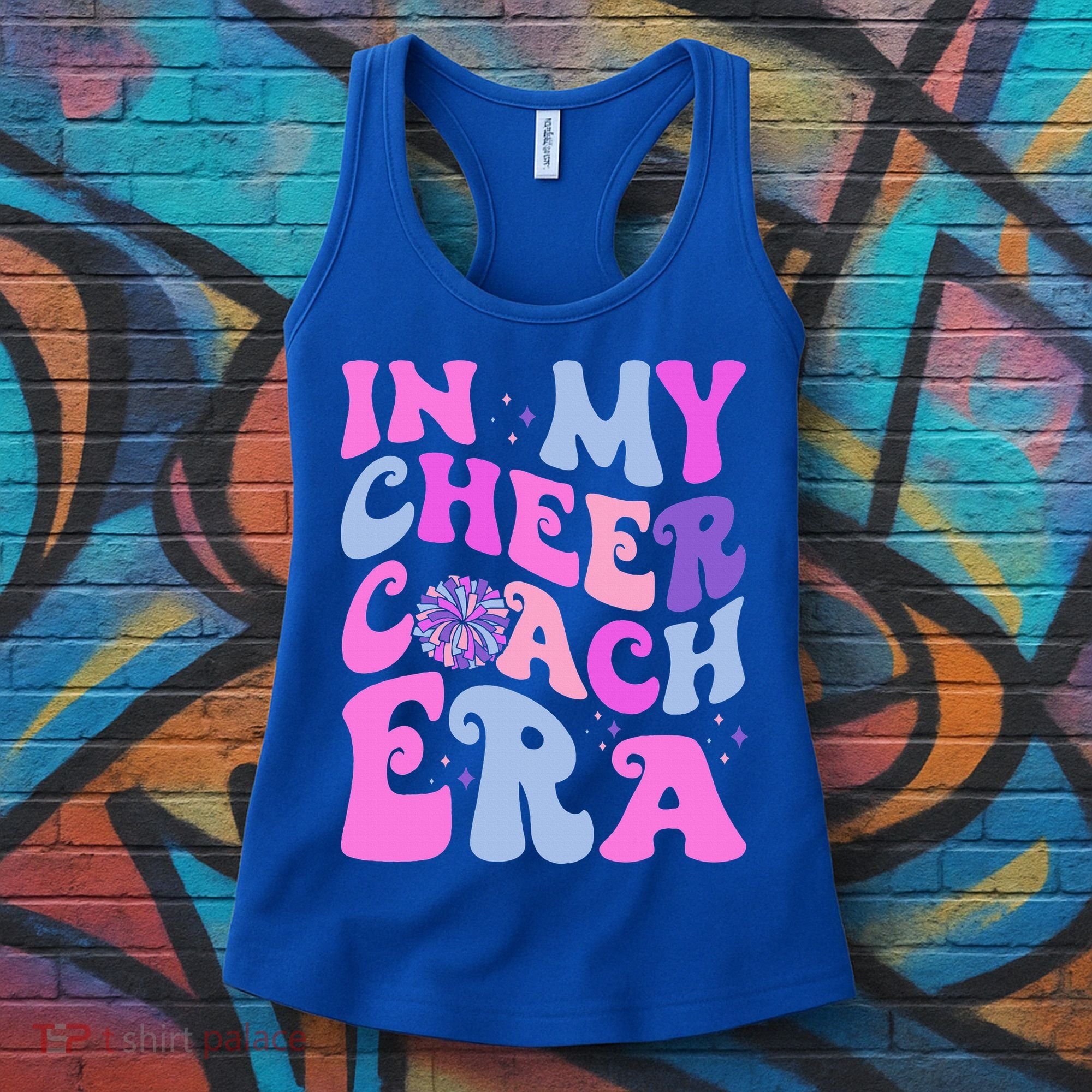 In My Cheer Coach Era Funny Groovy Cheerleading Football Women's Tank Top