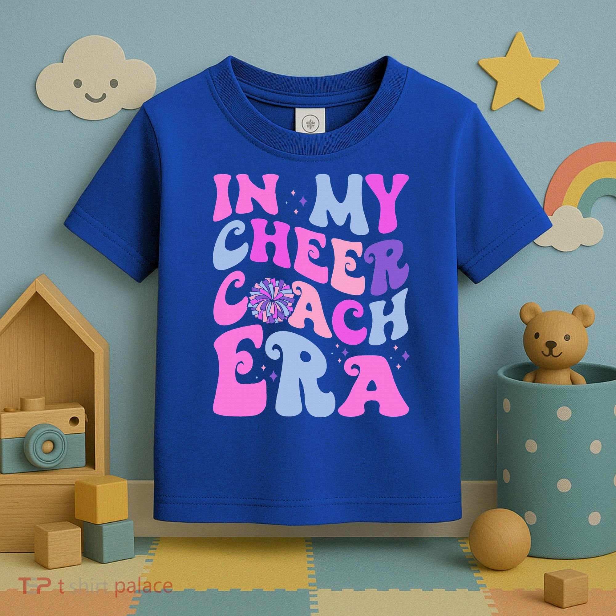 In My Cheer Coach Era Funny Groovy Cheerleading Football Toddler T-Shirt