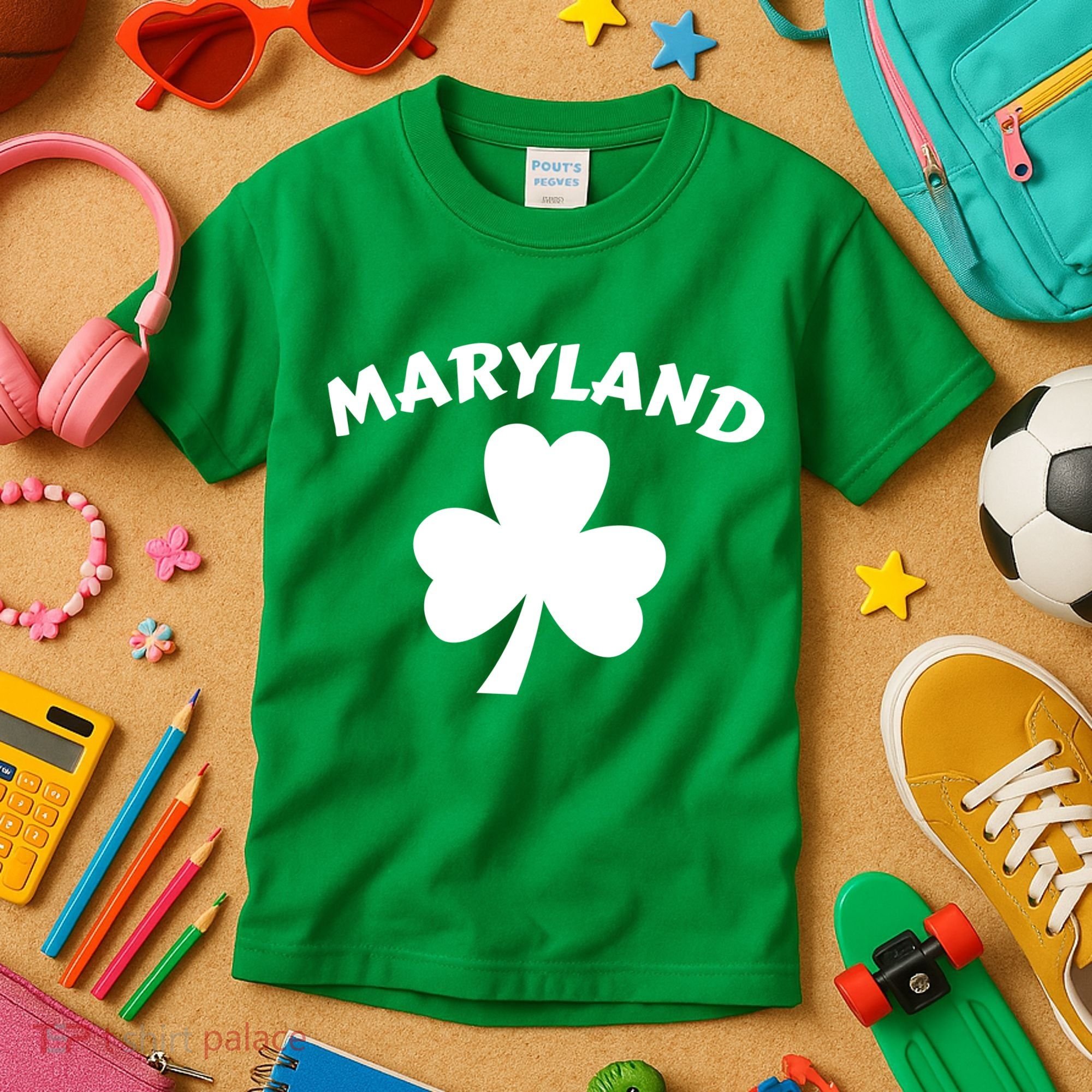 Irish Maryland Clover Kids T-Shirt