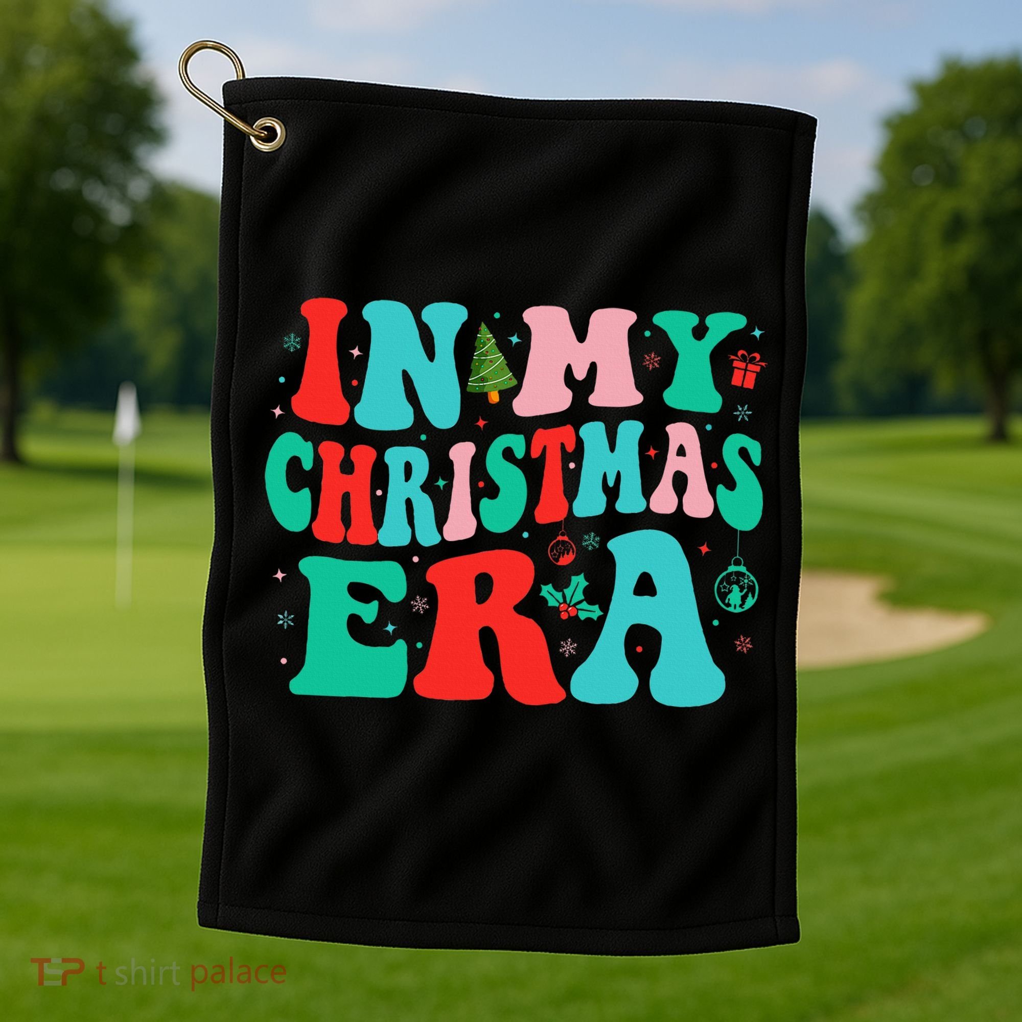 In My Christmas Era Cute Groovy Christmas Holiday  Golf Towel