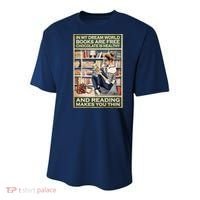 In My Dream World Books Are Free Chocolate Is Healthy And Reading Makes You Thin Youth Performance Sprint T-Shirt thumb 0