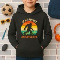In My Defense I Was Left Unsupervised Gorilla Kids Hoodie thumb 2