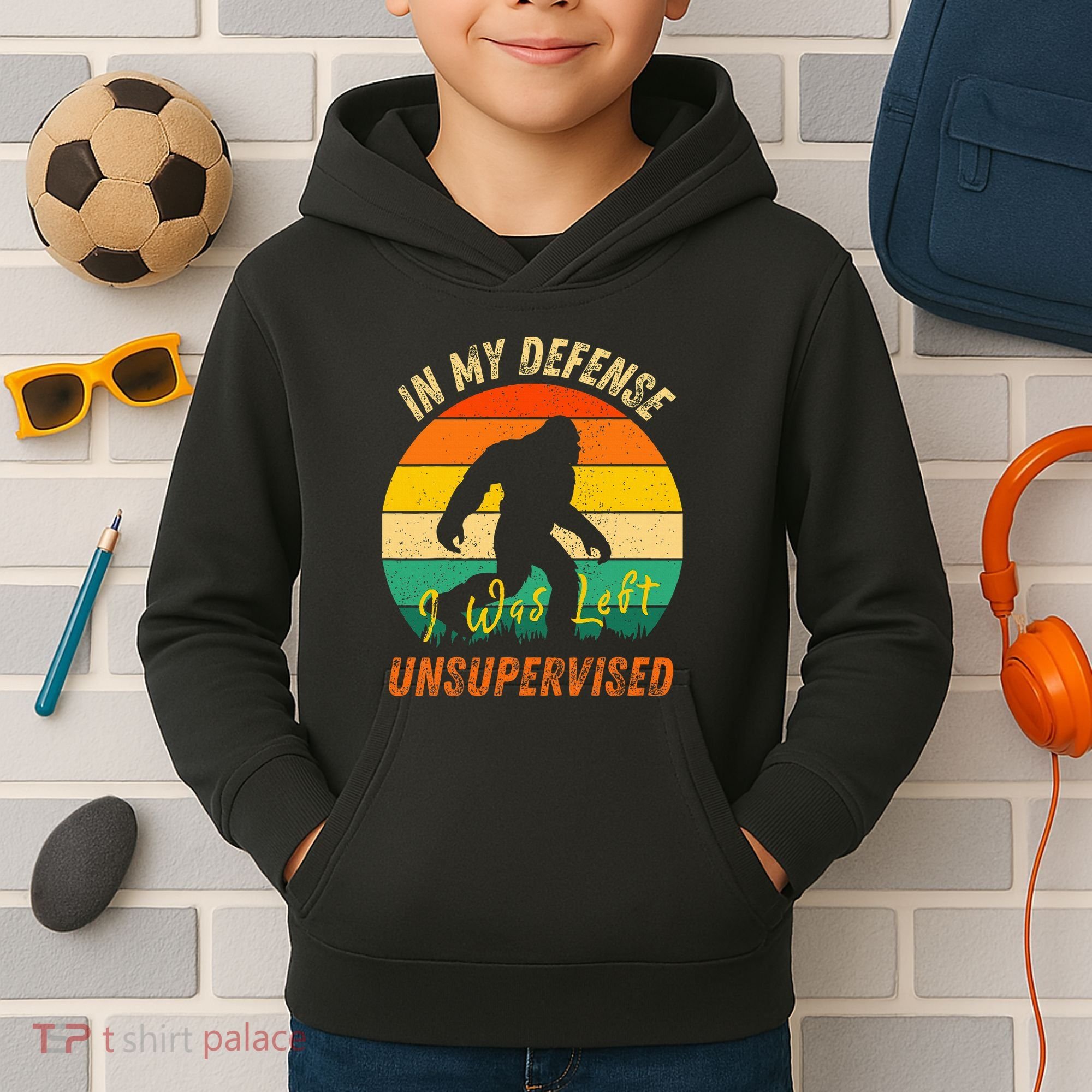In My Defense I Was Left Unsupervised Gorilla Kids Hoodie