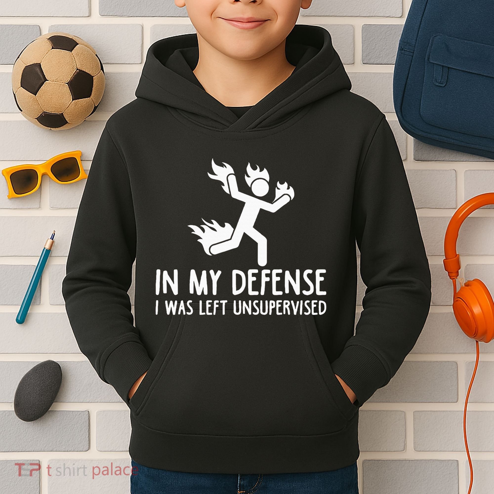 In My Defense I Was Left Unsupervised Kids Hoodie