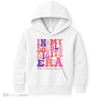 In My Double Digits Era 10th Birthday Kids Hoodie