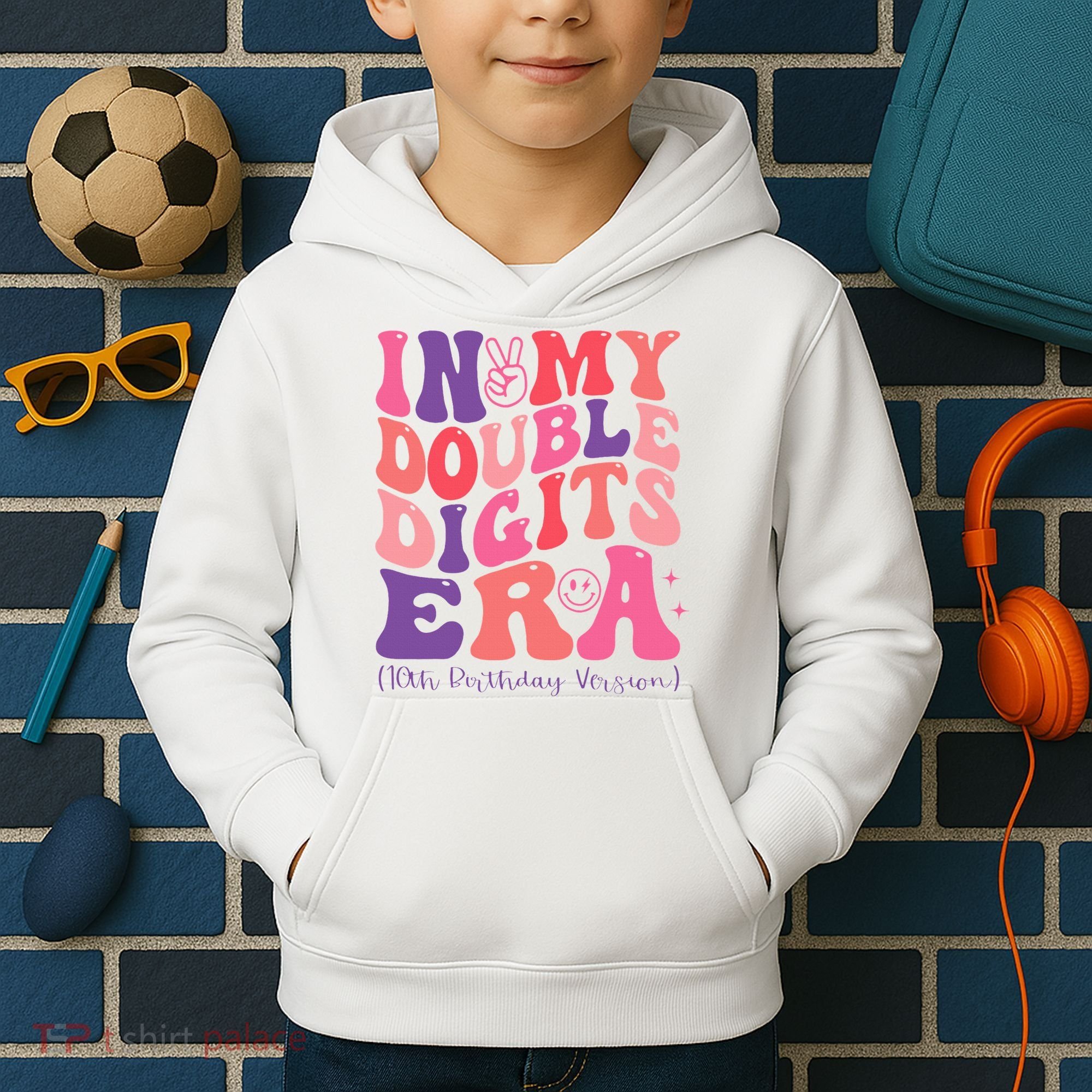 In My Double Digits Era 10th Birthday Kids Hoodie