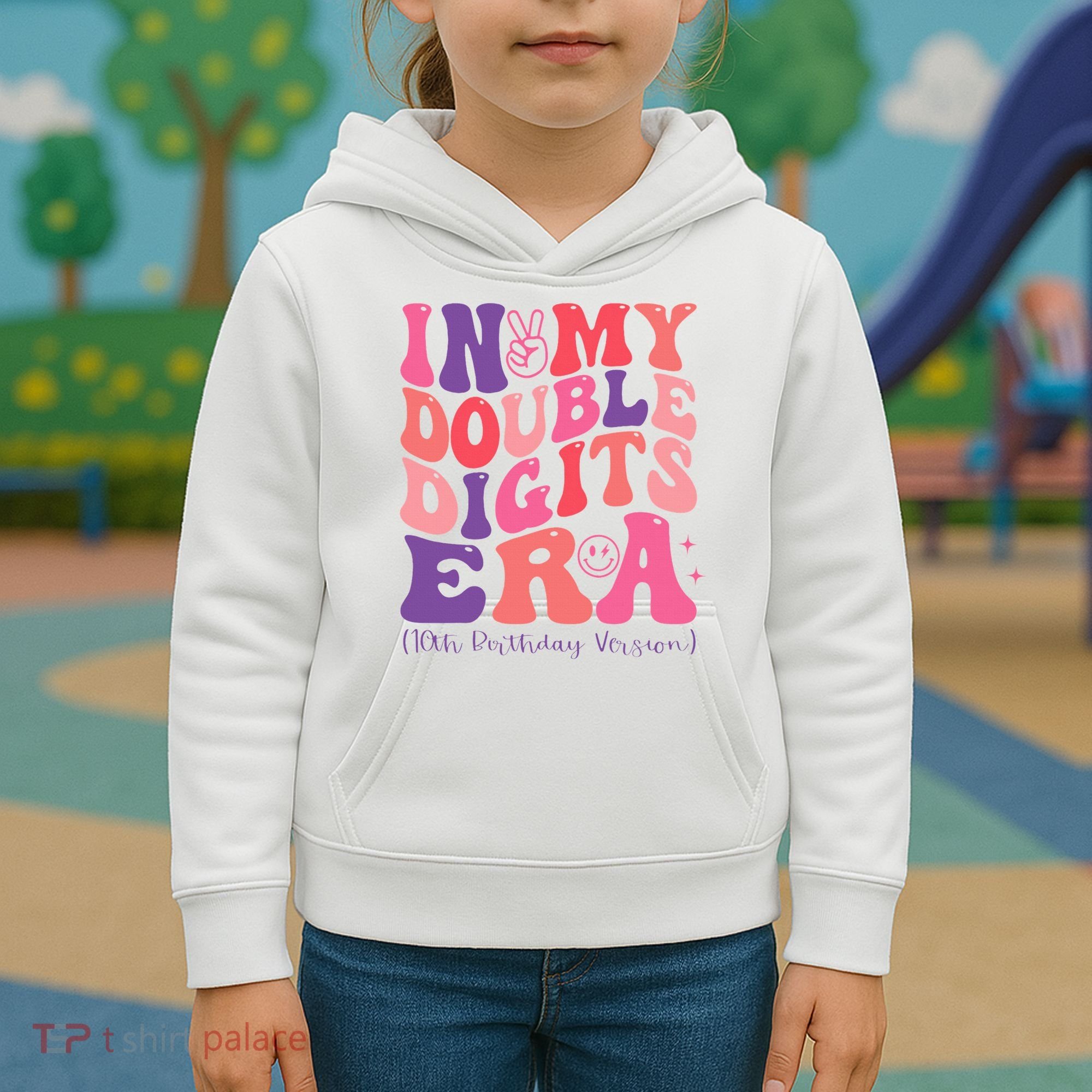 In My Double Digits Era 10th Birthday Kids Hoodie