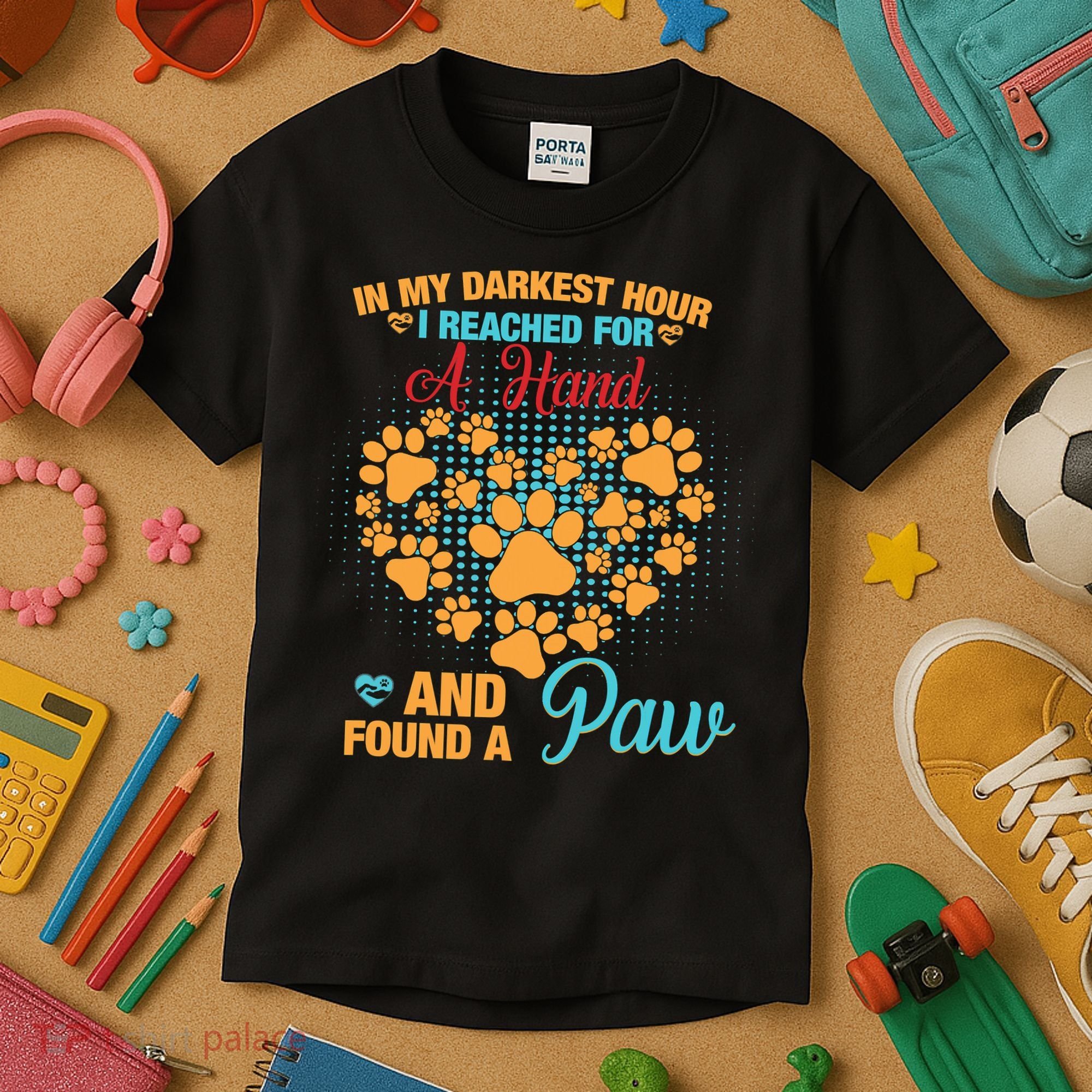 In My Darkest Hour I Reached For A Hand And Found A Paw Dog Cute Kids T-Shirt
