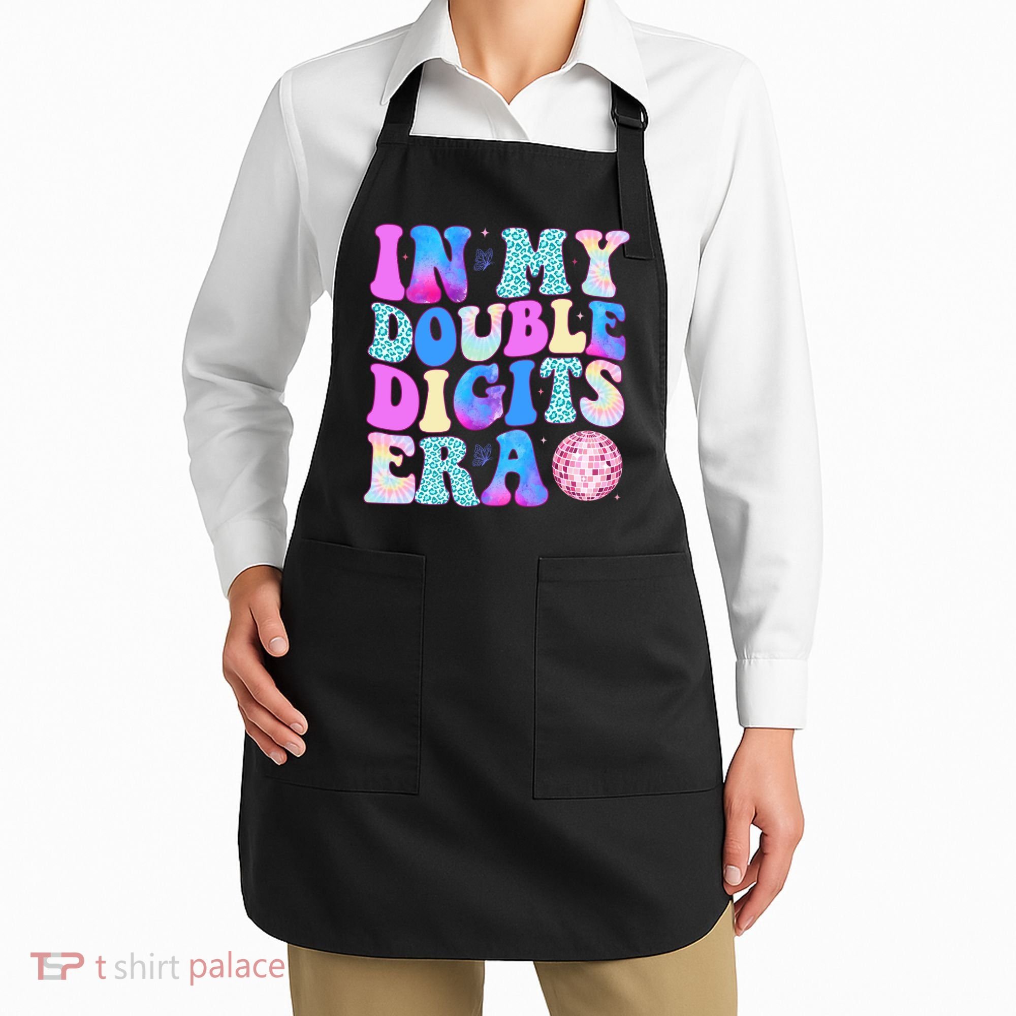 In My Double Digits Era 10 Year Old 10th Birthday Disco Apron
