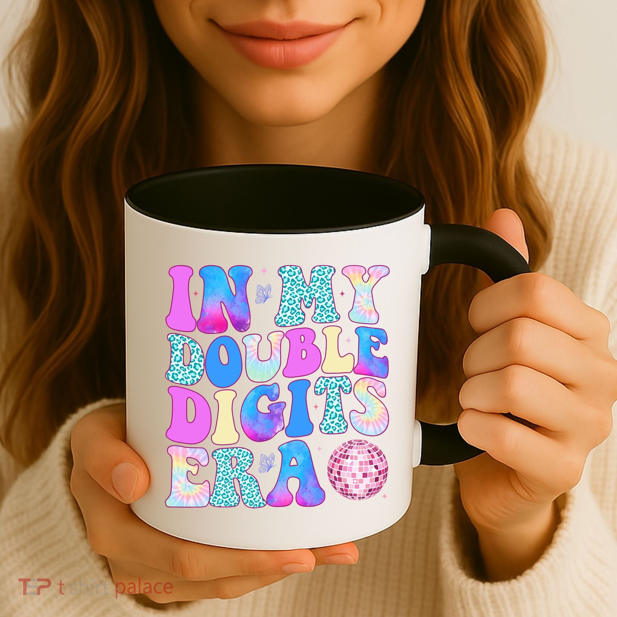 In My Double Digits Era 10 Year Old 10th Birthday Disco Coffee Mug