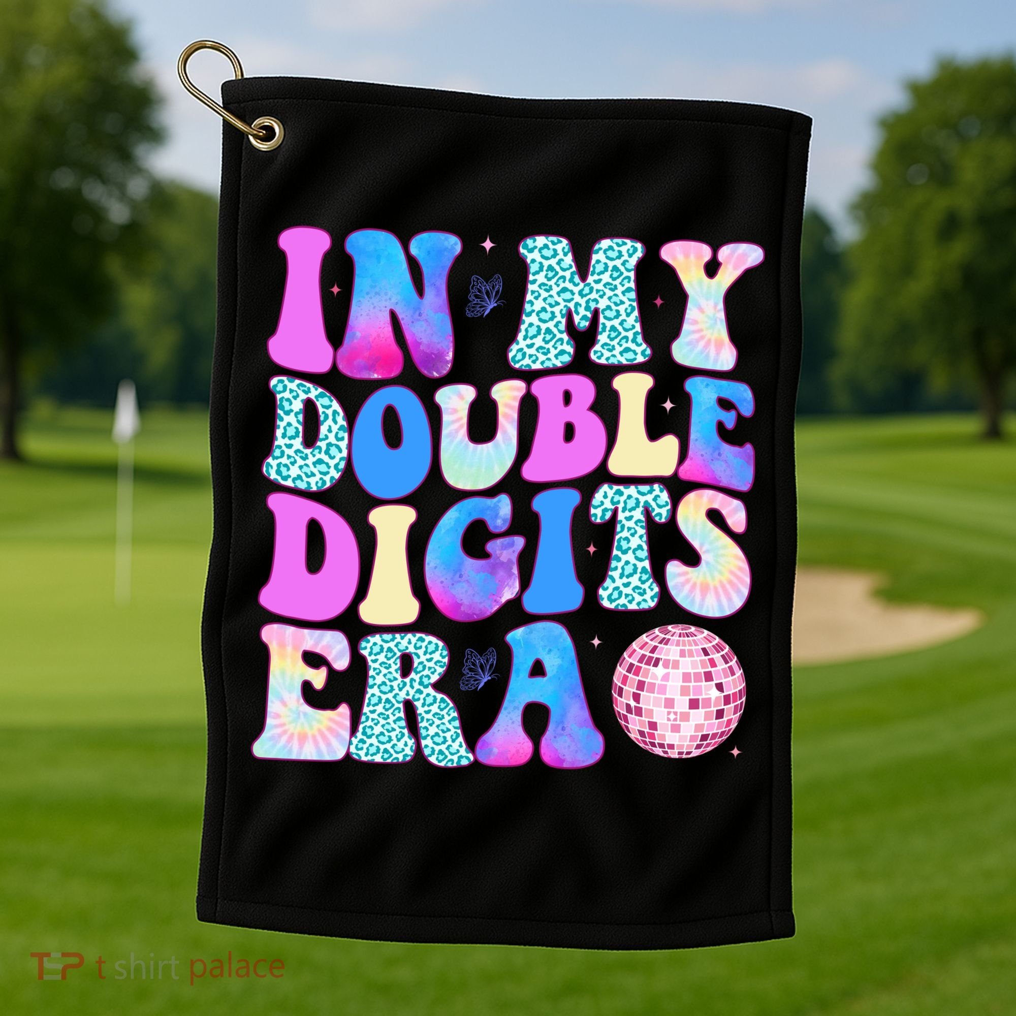 In My Double Digits Era 10 Year Old 10th Birthday Disco Golf Towel
