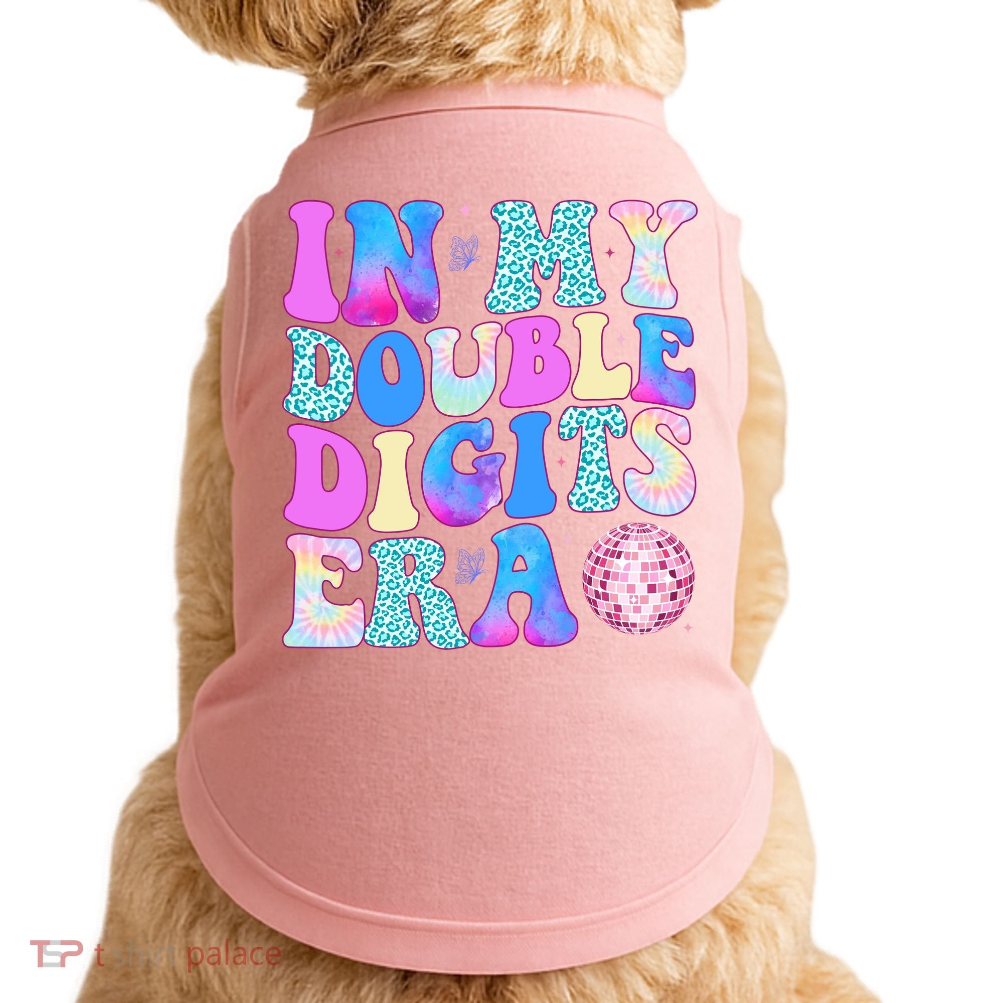 In My Double Digits Era 10 Year Old 10th Birthday Disco Doggie Tank