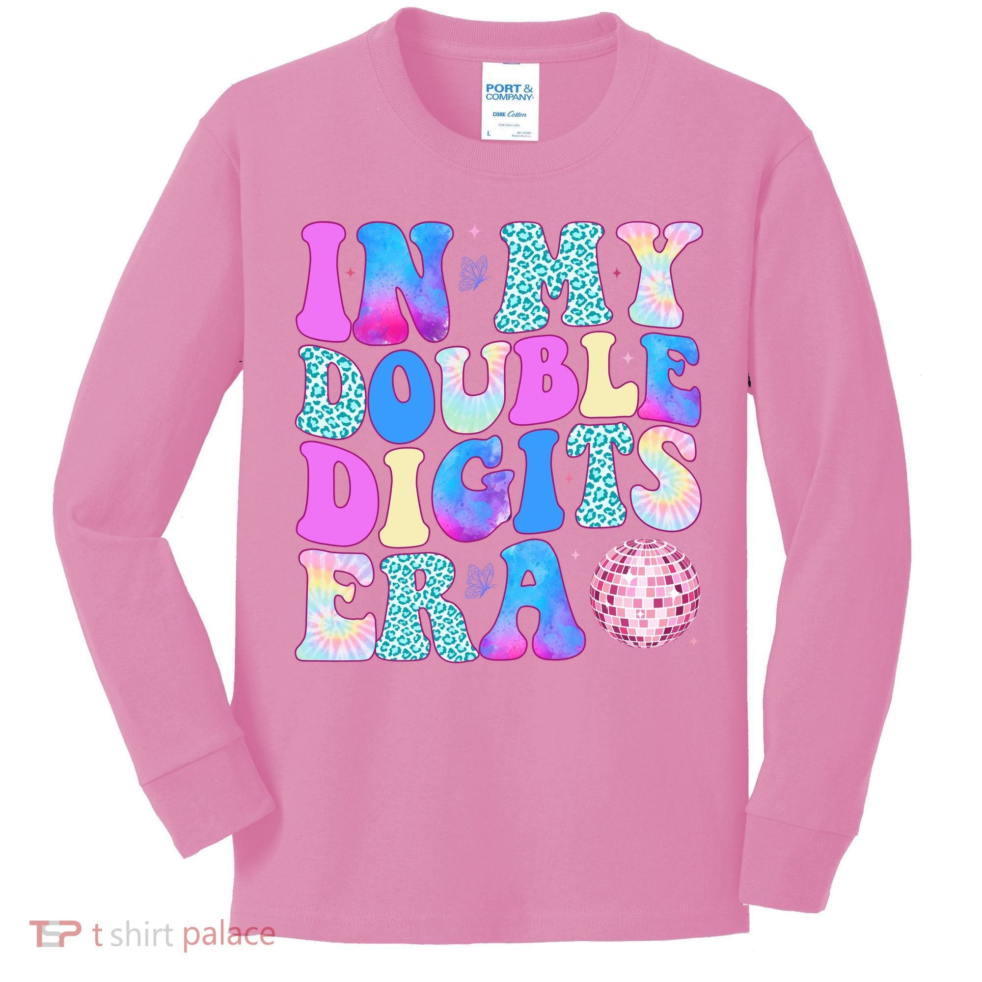 In My Double Digits Era 10 Year Old 10th Birthday Disco Kids Long Sleeve Shirt