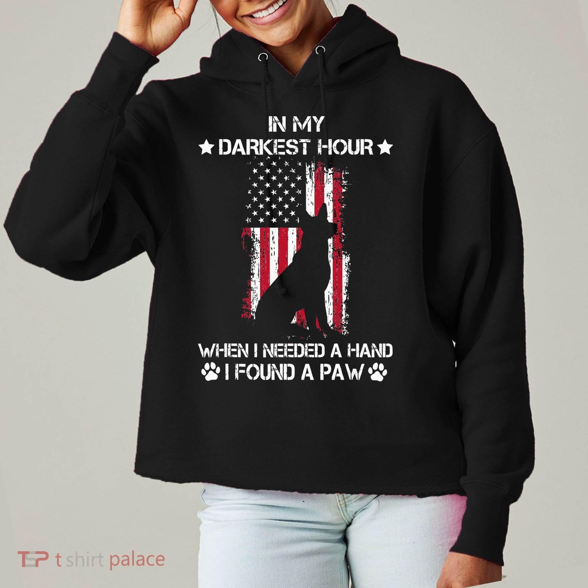 In My Darkest Hour When I Needed A Hand I Found A Paw Ladies Heavyweight Boxy Pullover Hoodie