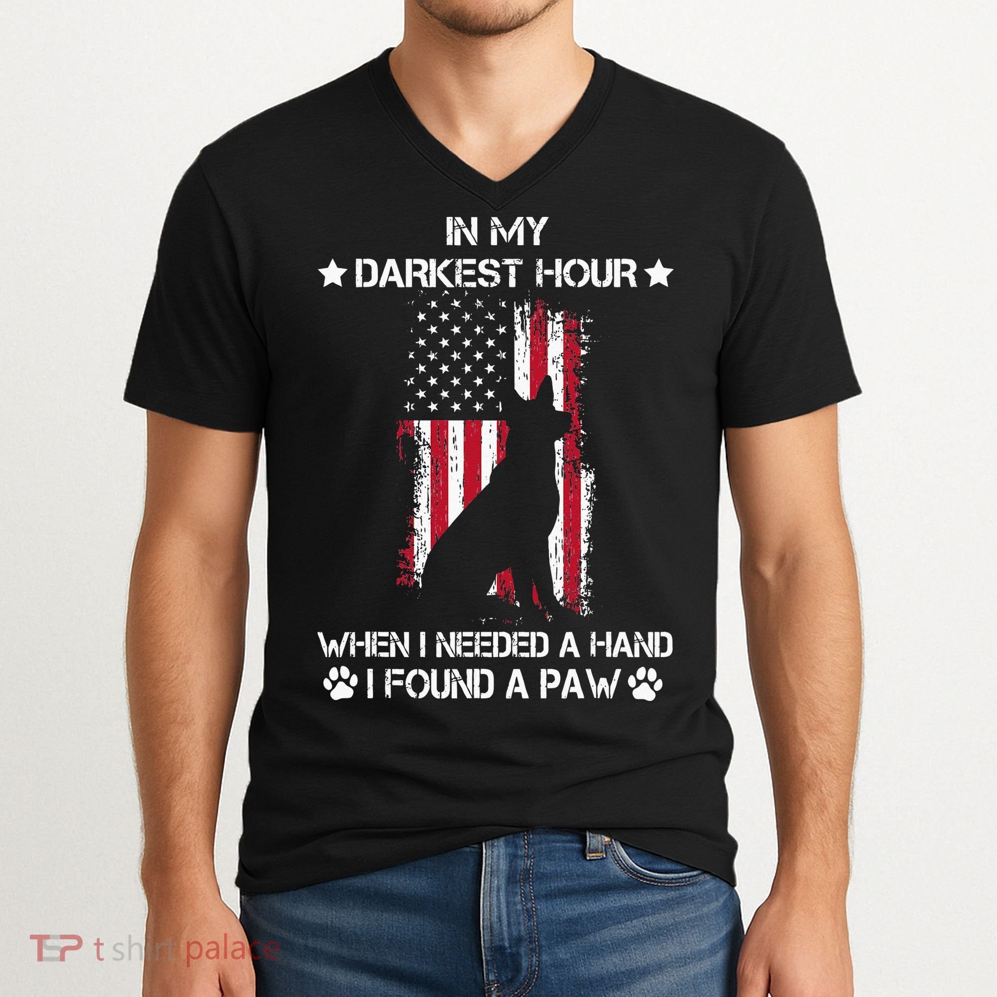In My Darkest Hour When I Needed A Hand I Found A Paw V-Neck T-Shirt